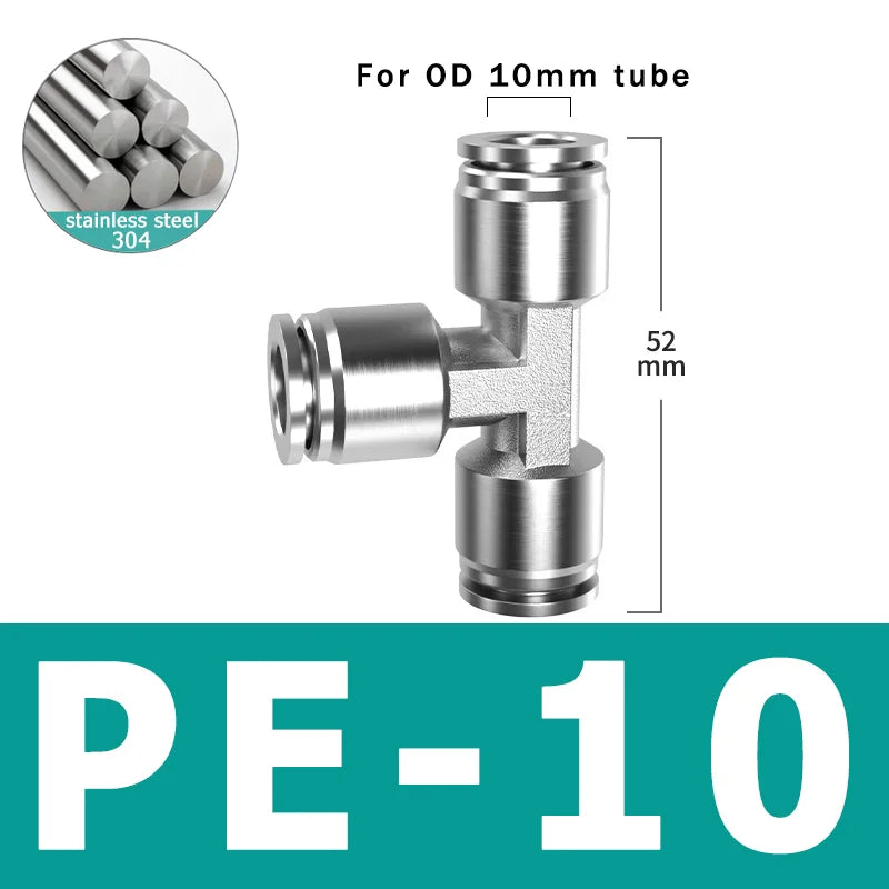 10pcs PU PV PE PY 304 Stainless Steel Metal Pneumatic Quick Coupling 4 6 8 10 12 High Pressure Air Pipe Fitting Quick Coupling