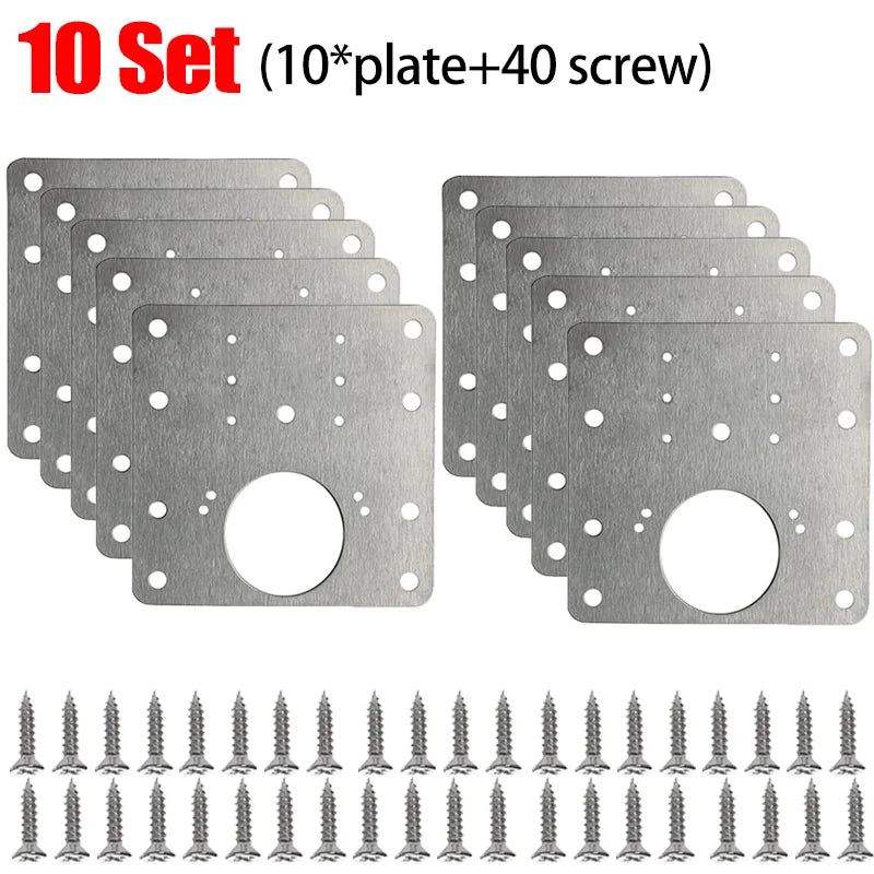 Stainless Steel Cabinet Door Hinge Repair Plate Cabinet Door Hinges Mounting Plate Kit with Screw Furniture Hardware Tools