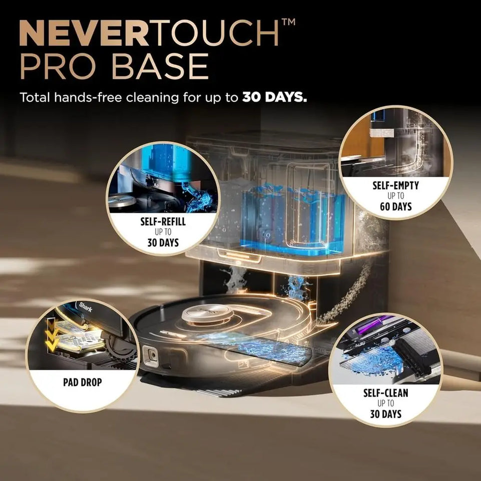 Smart Vacuum and Mop with Auto-Empty, Self-Refill, Pad Wash & Dry, 60-Day Battery, 30-Day Water Tank, Renewed Model