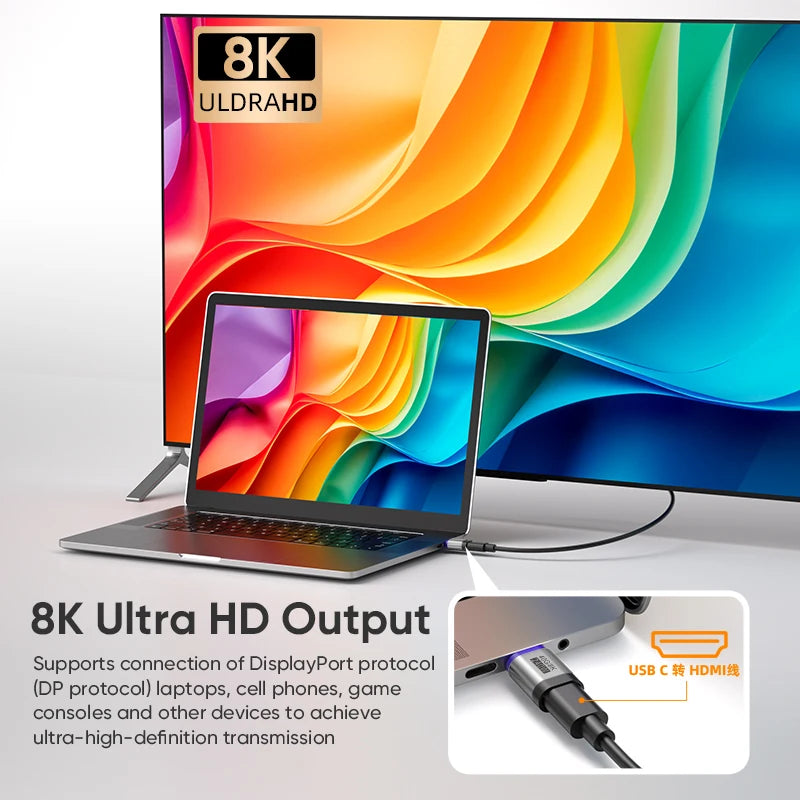 AUFU 240W Magnetic Adapter 24Pin USB4.0 Thunderbolt3 USB C To Type C Fast Charge Magnet USB C Converter Cable 8K USB OTG Adapter