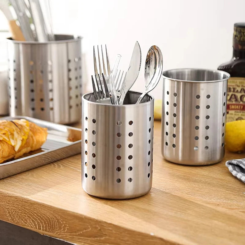 Stainless Steel Cutlery Holder Chopstick Storage Holder Organizer Container Drainer Spoon Fork Chopsticks Kitchen Storage Basket