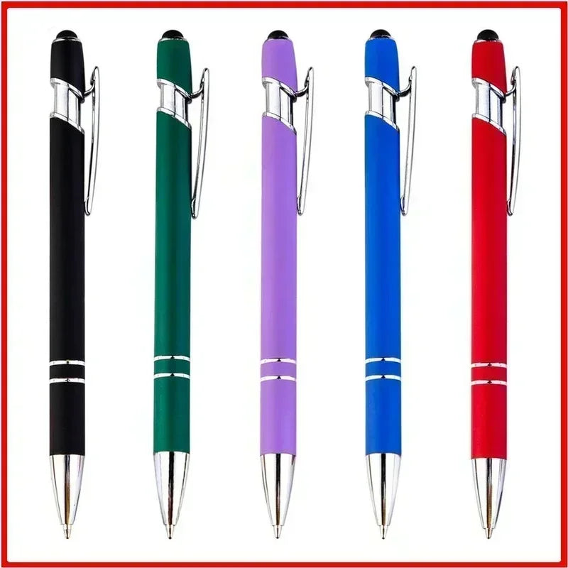 20-200 Pcs Customized Logo Ballpoint Pen Personalized Stylus Touch Engrave Text Metal Pen Stationery Office School Supplies