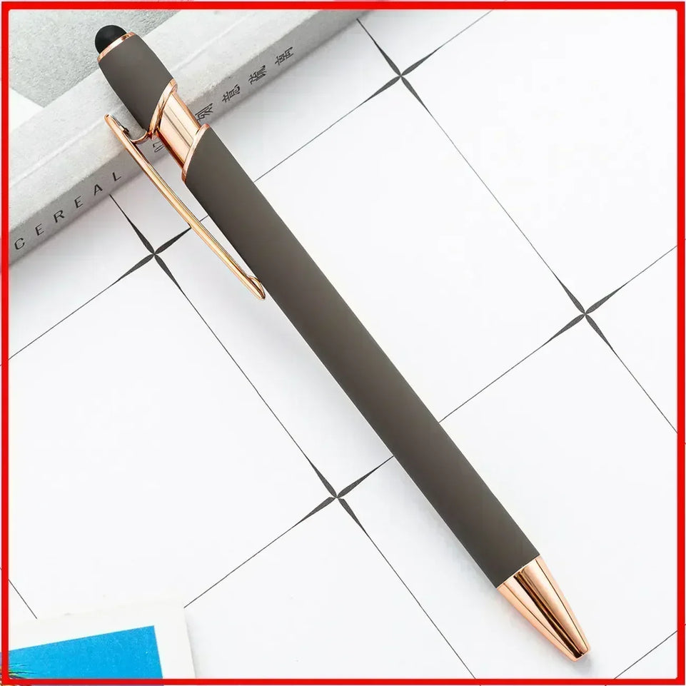 20-200 Pcs Customized Logo Ballpoint Pen Personalized Stylus Touch Engrave Text Metal Pen Stationery Office School Supplies
