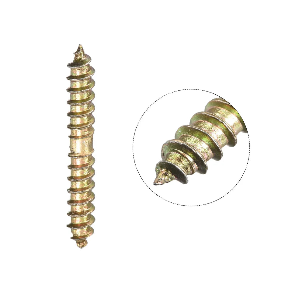 12-80pcs 4x25mm 4x30mm 5x40mm 8x50mm Hanger Bolts Double Ended Self-Tapping Thread Wood to Wood Dowel Screws for Wood Connecting
