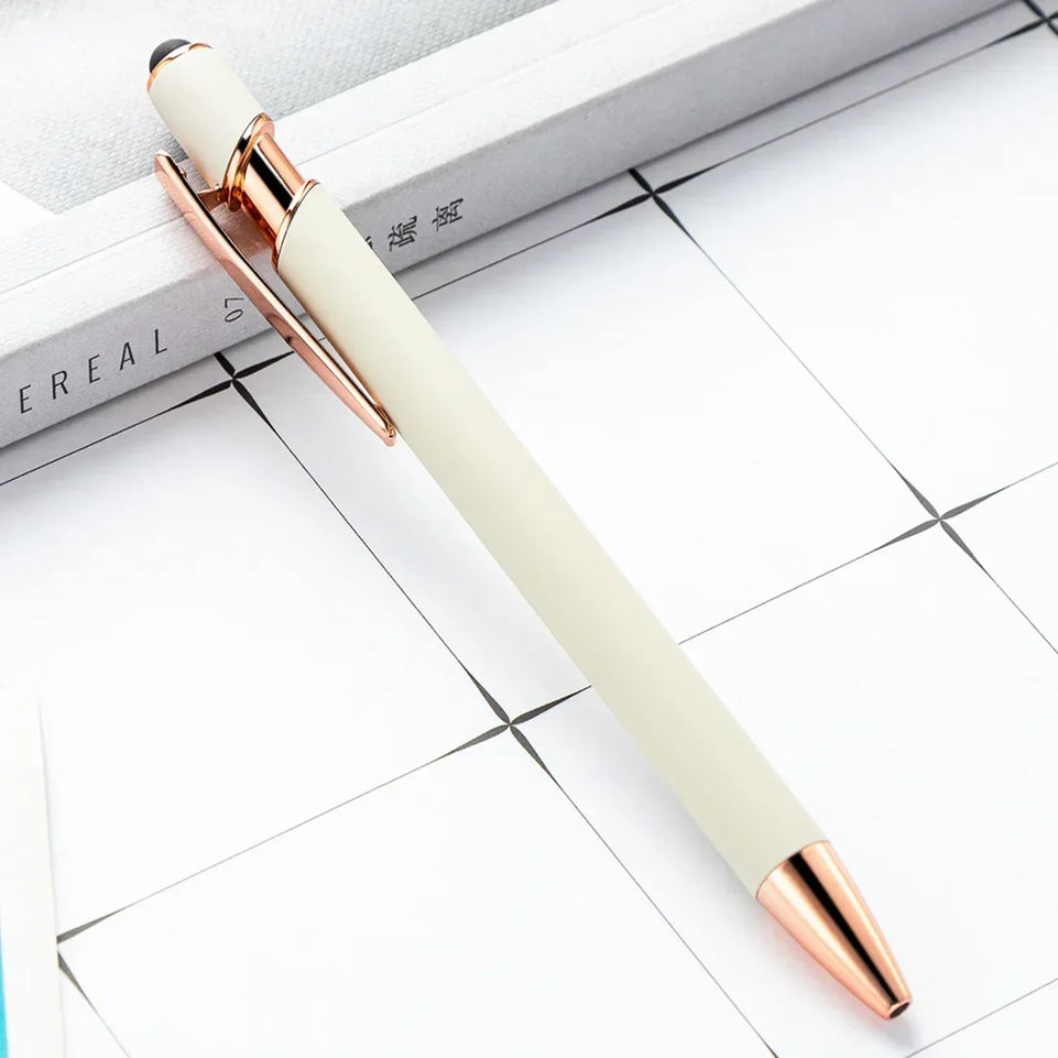 20-200 Pcs Customized Logo Ballpoint Pen Personalized Stylus Touch Engrave Text Metal Pen Stationery Office School Supplies