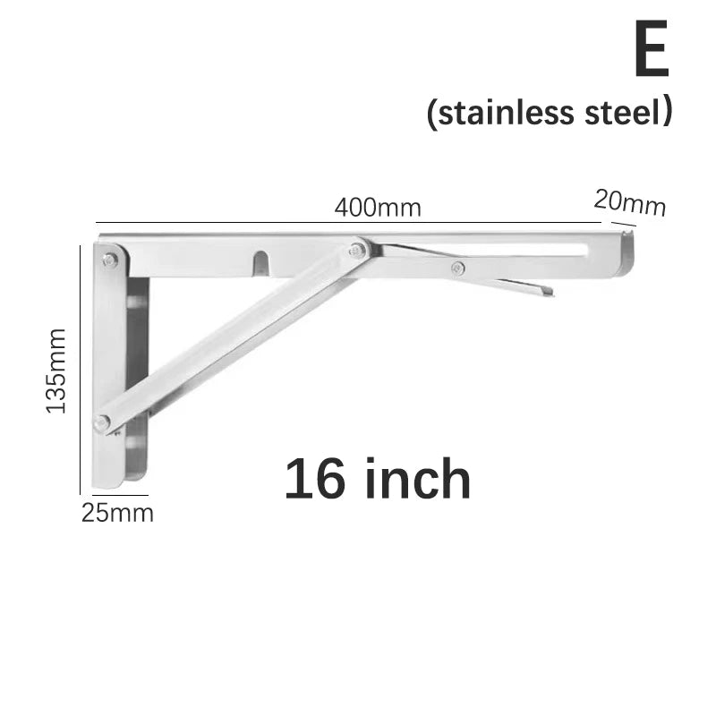 1pc Multiple Sizes Triangle Folding Angle Bracket Stainless Steel Heavy Support Wall Mounted Shelves Table Home Hardware