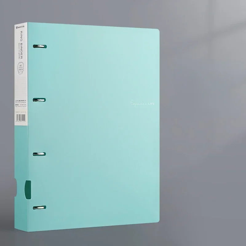 NEW Portable 4-Hole D-Type Folder A4 Plastic Storage Folder Loose-Leaf Storage Box File Bag Student File File Storage Box
