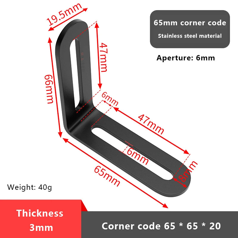 1Pc L-shaped Shelf Bracket Connector Stainless Steel Adjustable Angle Code Long Hole Activity 90 ° Right Angle Furniture Fixer