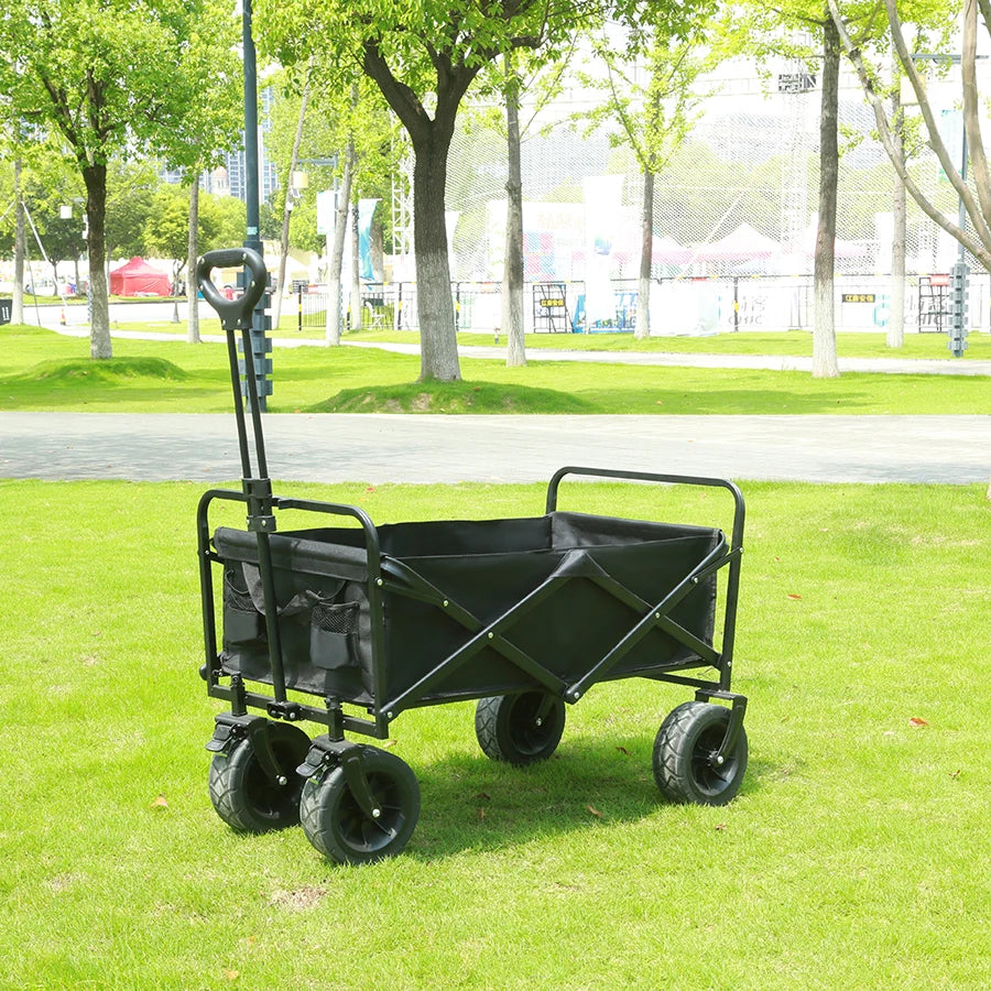 Heavy Duty Outdoor Folding Wagon Cart Large Capacity Collapsible Utility Wagon Trolley Portable Garden Beach Camping Equipment