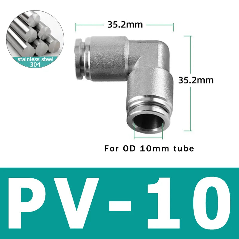 10pcs PU PV PE PY 304 Stainless Steel Metal Pneumatic Quick Coupling 4 6 8 10 12 High Pressure Air Pipe Fitting Quick Coupling