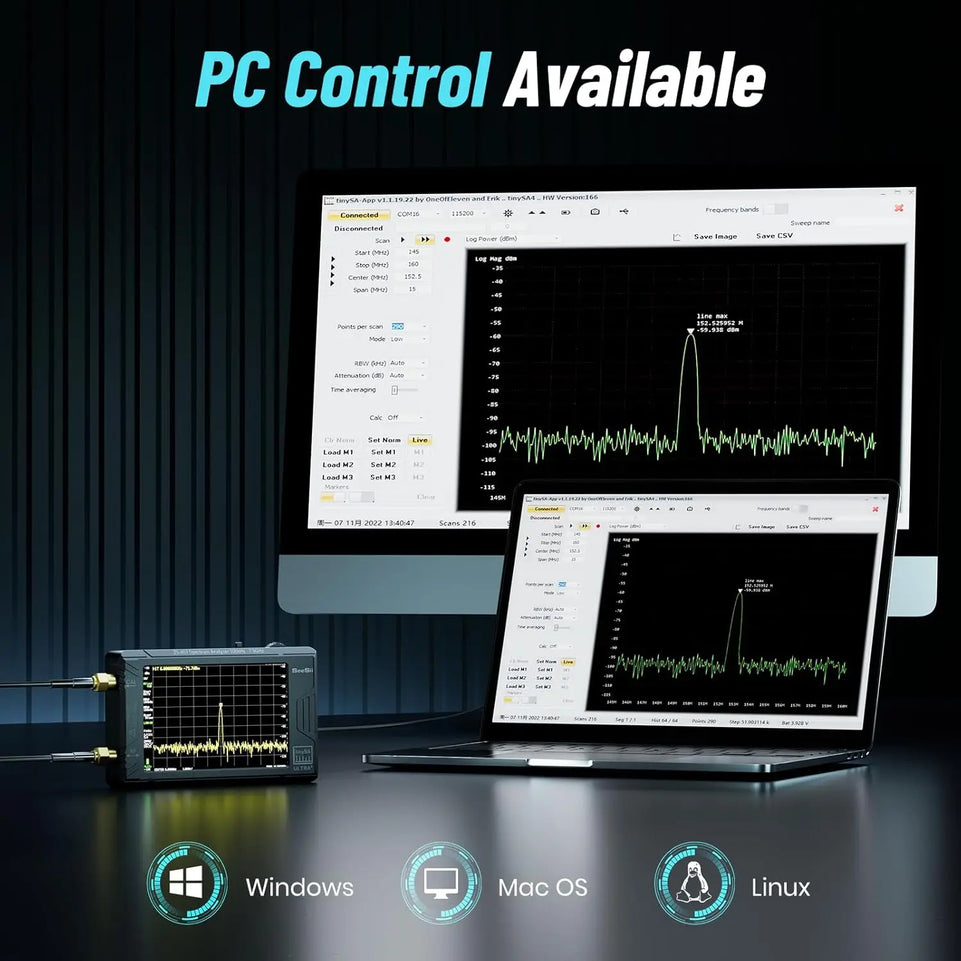 SeeSii TinySA Ultra+ ZS407 7.3GHz Spectrum Analyzer HW V0.5.4 100kHz-7.3GHz Tiny Frequency Analyzer 2-in-1 RF Signal Generator