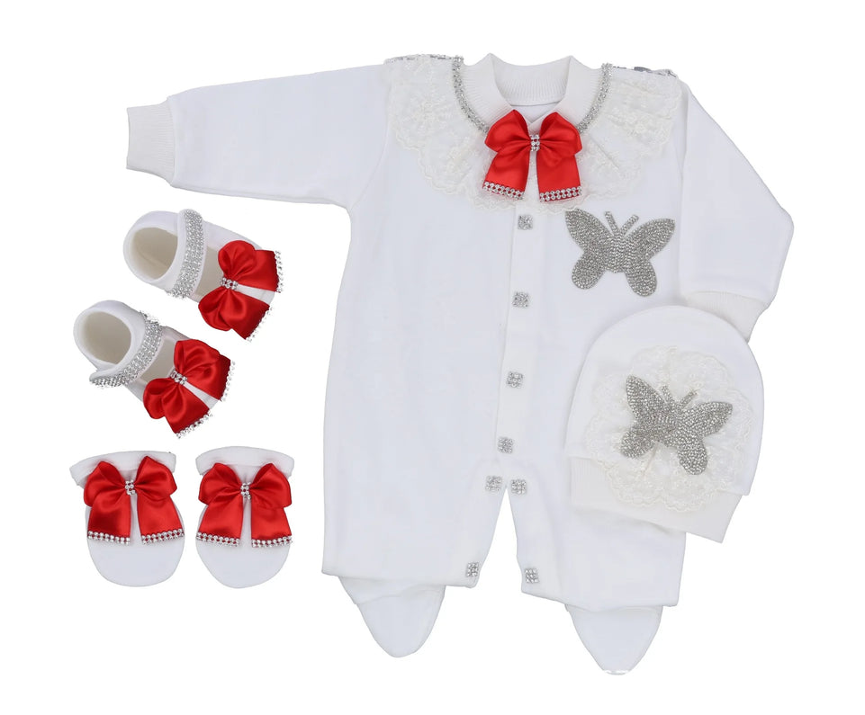 Ins Handmade Baby Cute Lace Collar Climbing Suit 3-piece Set New Baby Baptism Clothes Newborn Baby Romper High Quality Clothes