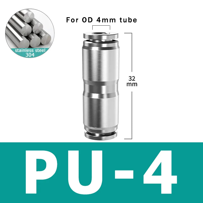 10pcs PU PV PE PY 304 Stainless Steel Metal Pneumatic Quick Coupling 4 6 8 10 12 High Pressure Air Pipe Fitting Quick Coupling