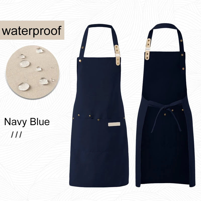 1 Piece Chef Apron Unisex Waterproof Canvas Durable for Restaurant Hotel Baking Beauty Salon Nail Art Kitchen Cooking