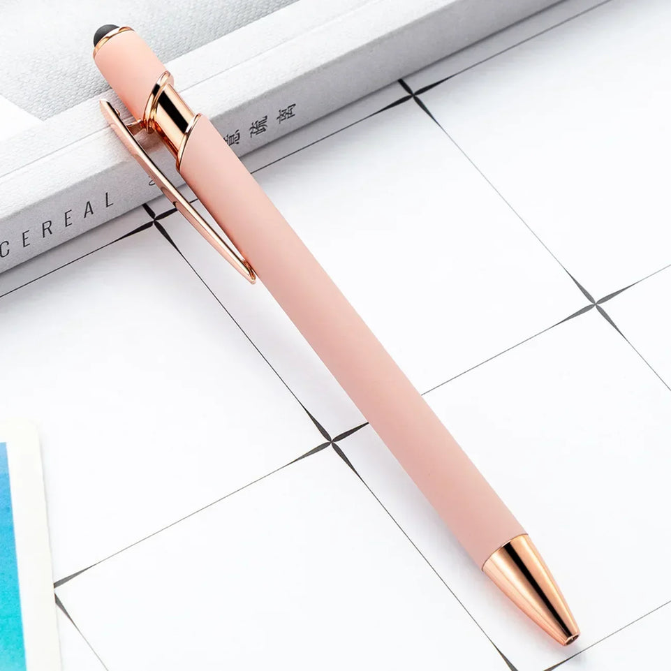 20-200 Pcs Customized Logo Ballpoint Pen Personalized Stylus Touch Engrave Text Metal Pen Stationery Office School Supplies