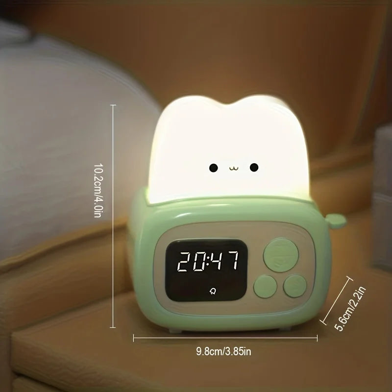 1pc Time toaster night light  High appearance level Bedside light cute sleeping light cartoon mini alarm clock