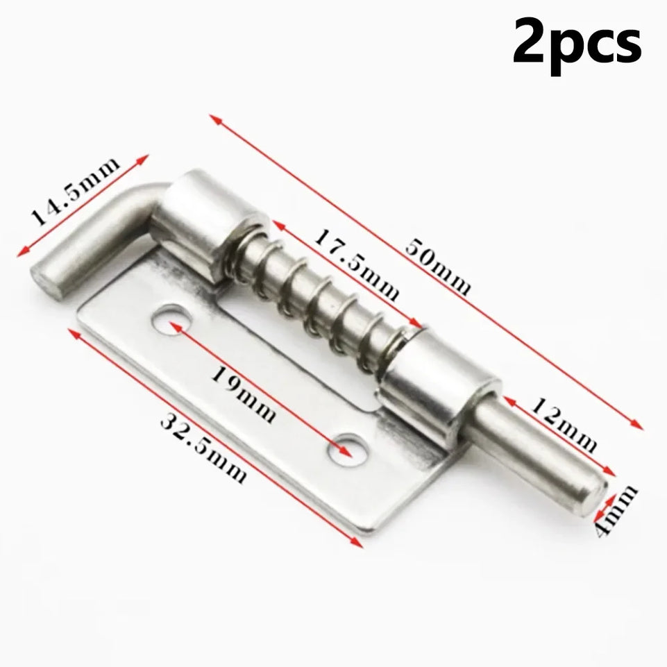 2PCS Spring Loaded Latch Pin 304 Stainless Steel Silver Window Cabinet Hinges Security Door Bolt Latch For Household Hardware