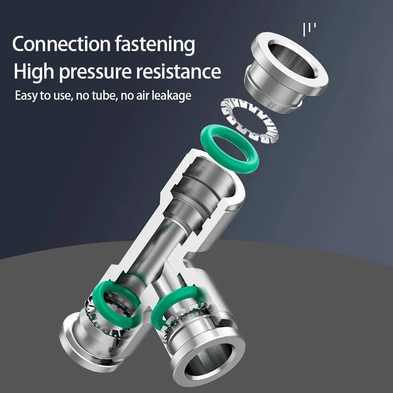 10pcs PU PV PE PY 304 Stainless Steel Metal Pneumatic Quick Coupling 4 6 8 10 12 High Pressure Air Pipe Fitting Quick Coupling