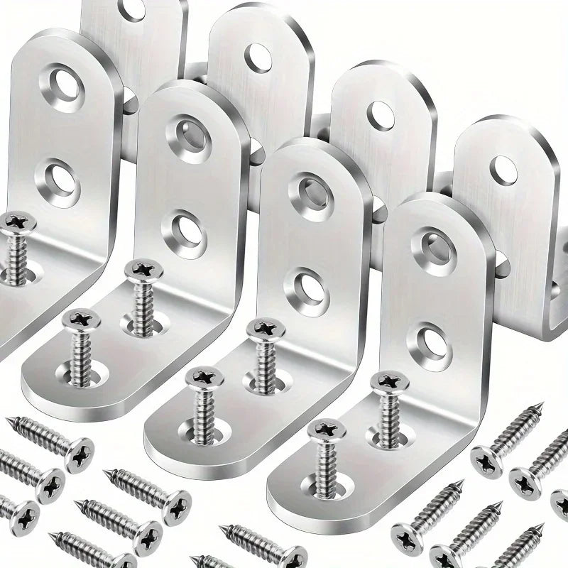 A Set Of 50pcs,Including 10pcs 90-Degree Right-Angle Brackets With 40screws,L-Shaped Bracket Hardware For Wooden Shelves,Chairs