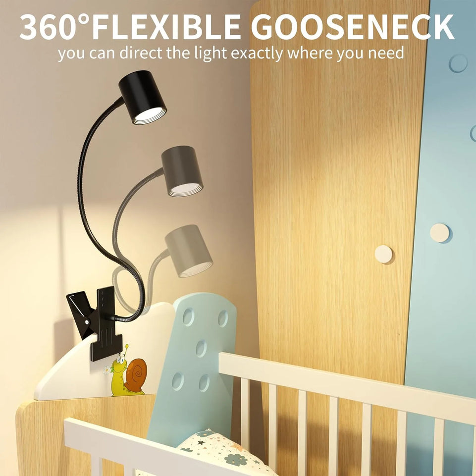 3Colors Horn Type LED Desk Lamp With Clamp Base Adjustable Gooseneck USB Clip Lamp Cupboard Desk Bedside Small Book Lamp