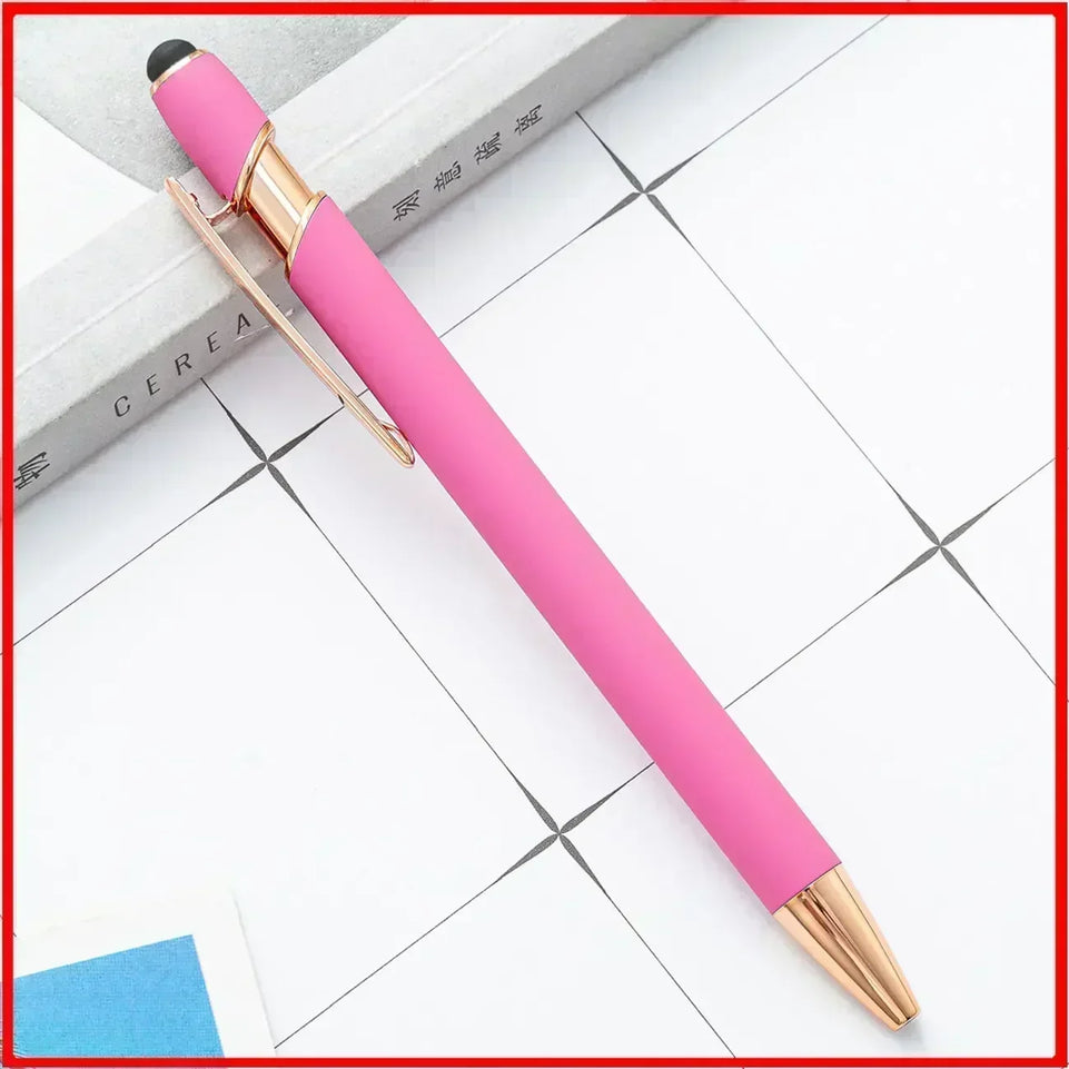 20-200 Pcs Customized Logo Ballpoint Pen Personalized Stylus Touch Engrave Text Metal Pen Stationery Office School Supplies