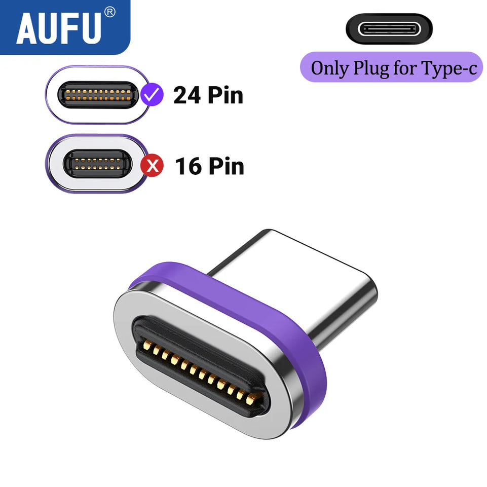AUFU 240W Magnetic Adapter 24Pin USB4.0 Thunderbolt3 USB C To Type C Fast Charge Magnet USB C Converter Cable 8K USB OTG Adapter