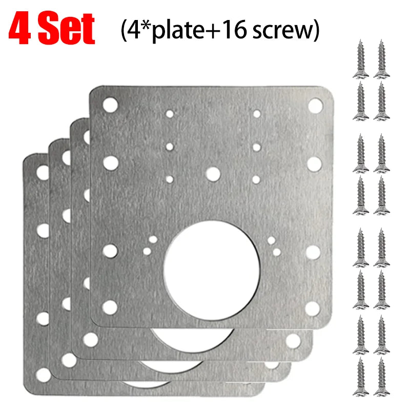 Stainless Steel Cabinet Door Hinge Repair Plate Cabinet Door Hinges Mounting Plate Kit with Screw Furniture Hardware Tools