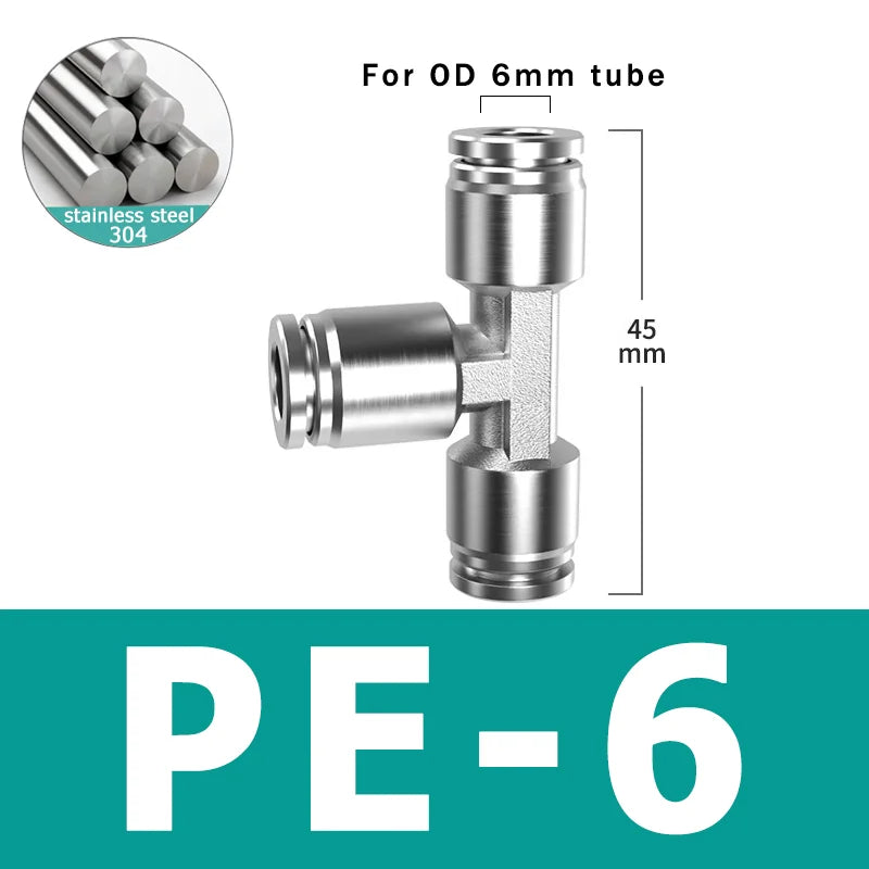 10pcs PU PV PE PY 304 Stainless Steel Metal Pneumatic Quick Coupling 4 6 8 10 12 High Pressure Air Pipe Fitting Quick Coupling
