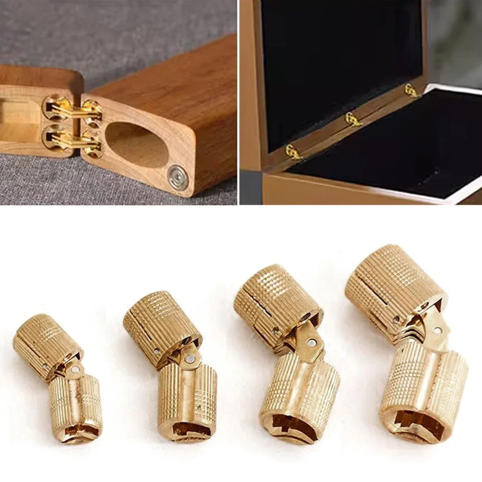 Copper Barrel Hinges Cylindrical Hidden Cabinet Concealed Invisible Brass Hinges Mount For Furniture Hardware 8/10/12/14/16mm