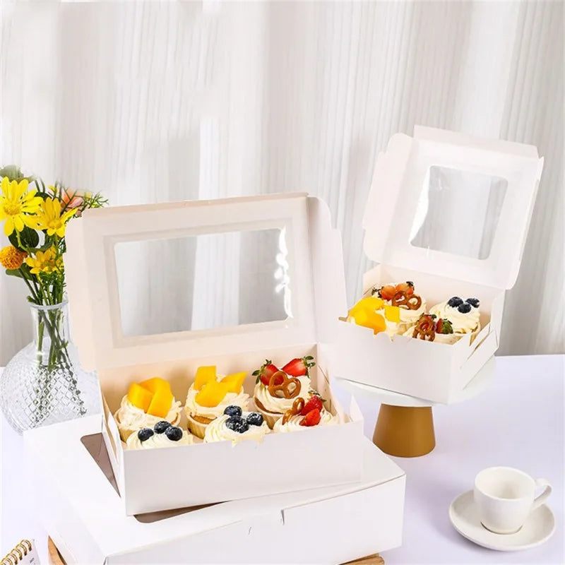 Premium Cake Boxes with Clear Window Cupcake Carrier with Inserts Muffin Boxes Durable Holiday Cupcake Holder for Bakeries