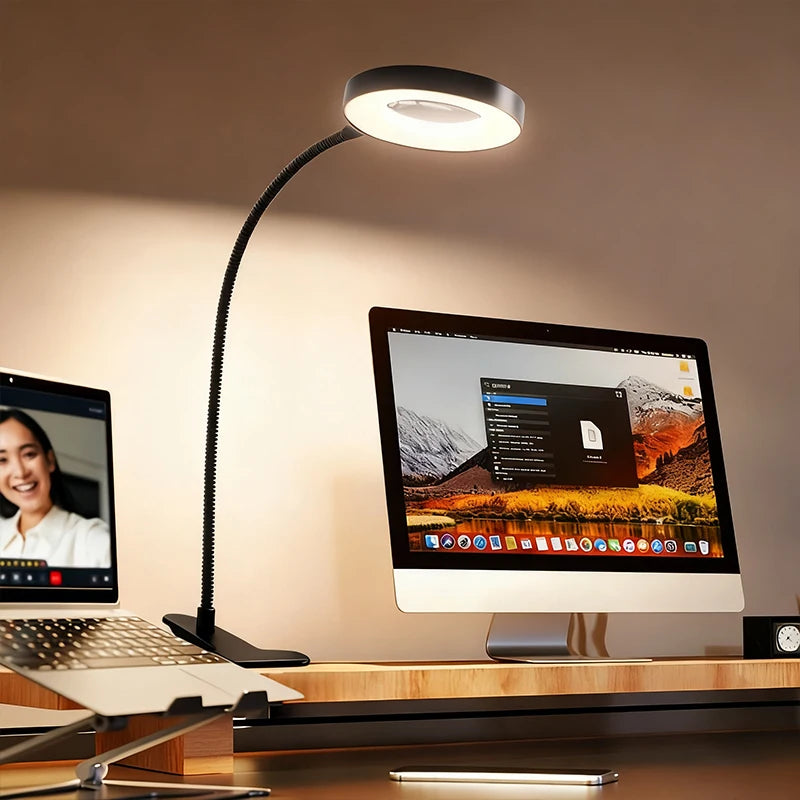 LED Desk Lamp with Powered Adjustable Arm,360° Rotating Light,Reading,Nail Art,Selfie,Home Office,Modern Table Lamp w/Lacquered