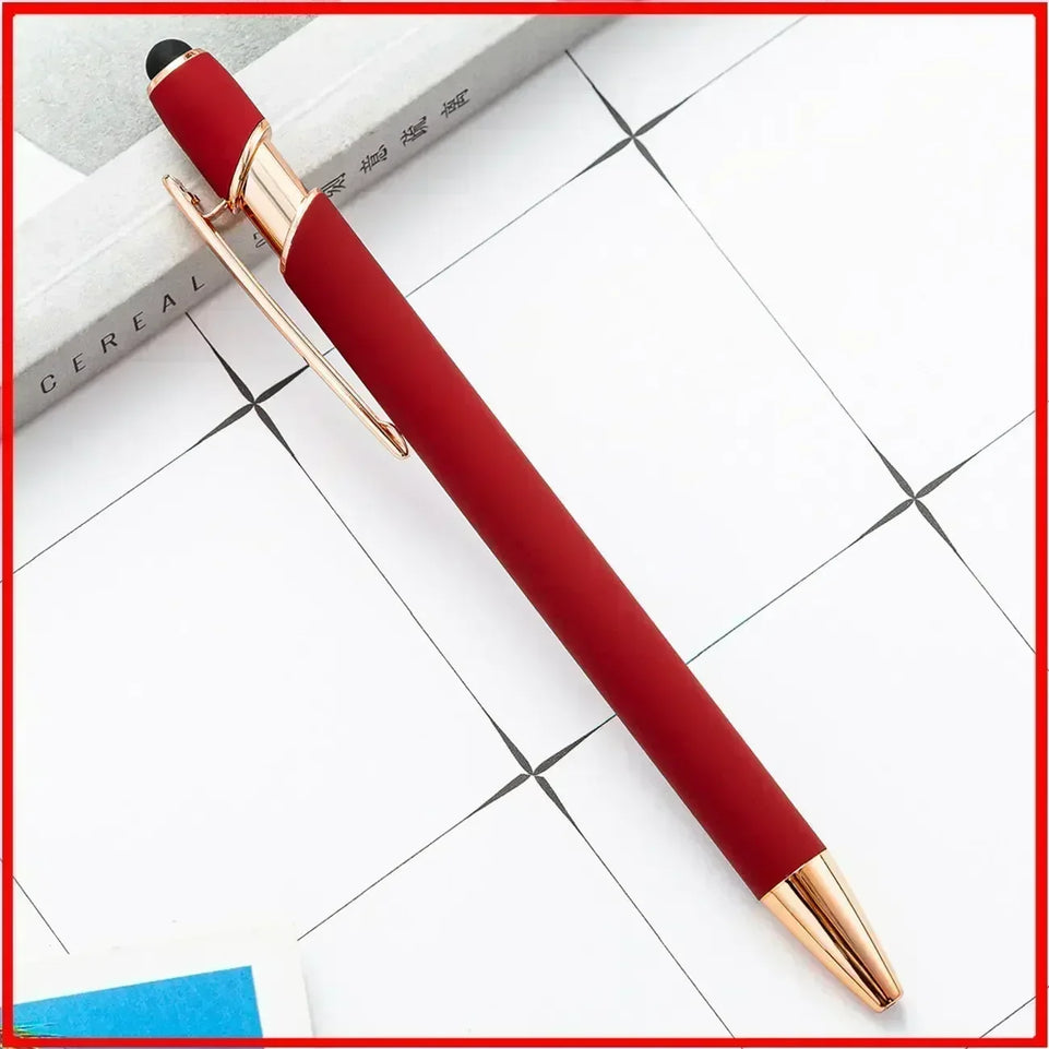 20-200 Pcs Customized Logo Ballpoint Pen Personalized Stylus Touch Engrave Text Metal Pen Stationery Office School Supplies