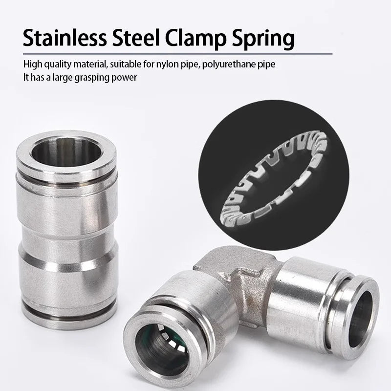10pcs PU PV PE PY 304 Stainless Steel Metal Pneumatic Quick Coupling 4 6 8 10 12 High Pressure Air Pipe Fitting Quick Coupling