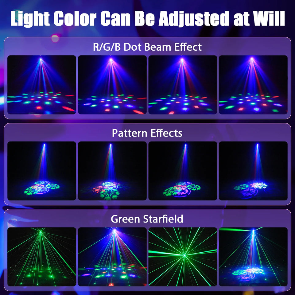 U'King Mini 30W Beam Pattern Moving Head Light RGB DMX Sound Activated Strobe Effect Stage Light for DJ Disco Party Christmas