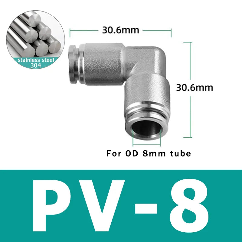 10pcs PU PV PE PY 304 Stainless Steel Metal Pneumatic Quick Coupling 4 6 8 10 12 High Pressure Air Pipe Fitting Quick Coupling