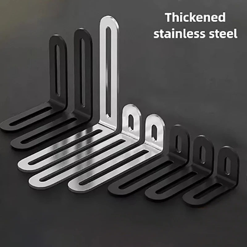 1Pc L-shaped Shelf Bracket Connector Stainless Steel Adjustable Angle Code Long Hole Activity 90 ° Right Angle Furniture Fixer