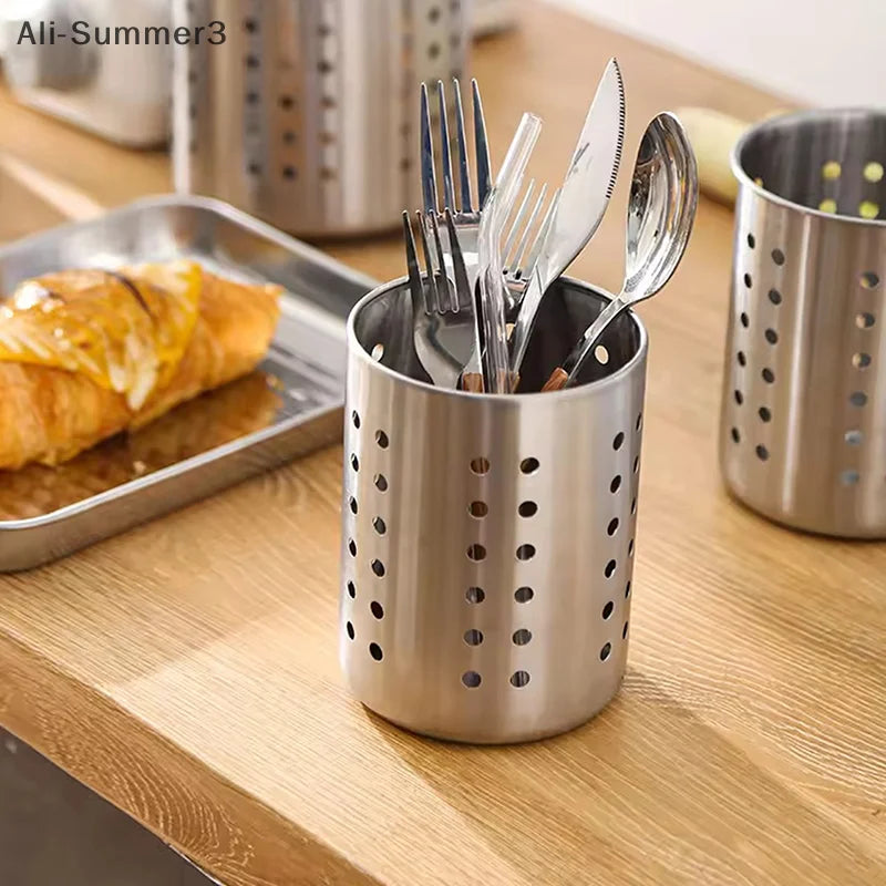 Stainless Steel Cutlery Holder Chopstick Storage Holder Organizer Container Drainer Spoon Fork Chopsticks Kitchen Storage Basket