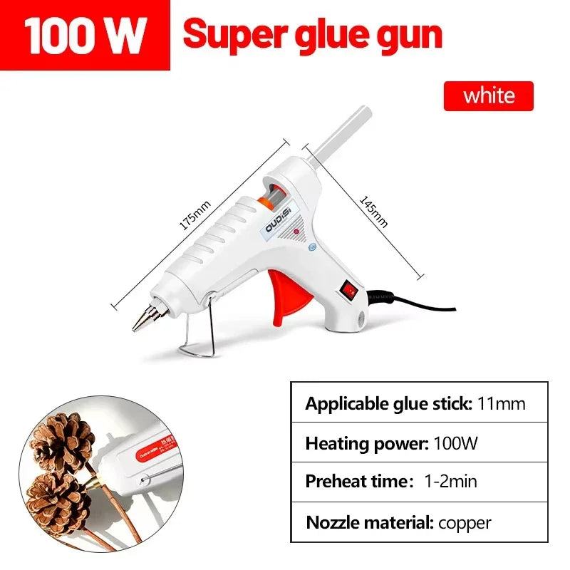 100W Hot Melt Glue Gun DIY Mini Household Industrial Guns Electric Repair Tool Use 11mm Glue  US plug Ships randomly  by style