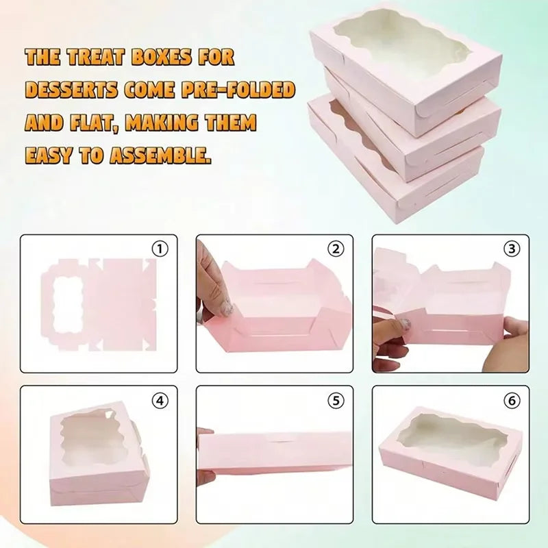 Wholesale Kraft Paper Cake Candy Boxes Rectangle Open Window Wedding Jewelry Chocolate Gift Packaging Box Baking Party Supplies