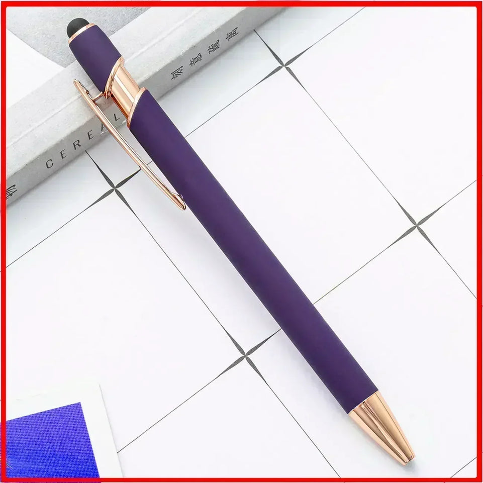 20-200 Pcs Customized Logo Ballpoint Pen Personalized Stylus Touch Engrave Text Metal Pen Stationery Office School Supplies