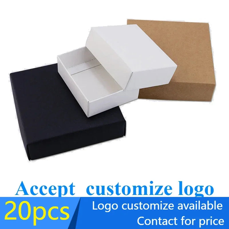 20 pcsPaper carton box large gift box black white box lid cardboard paper  gift packaging box cosmetic packing customized logo