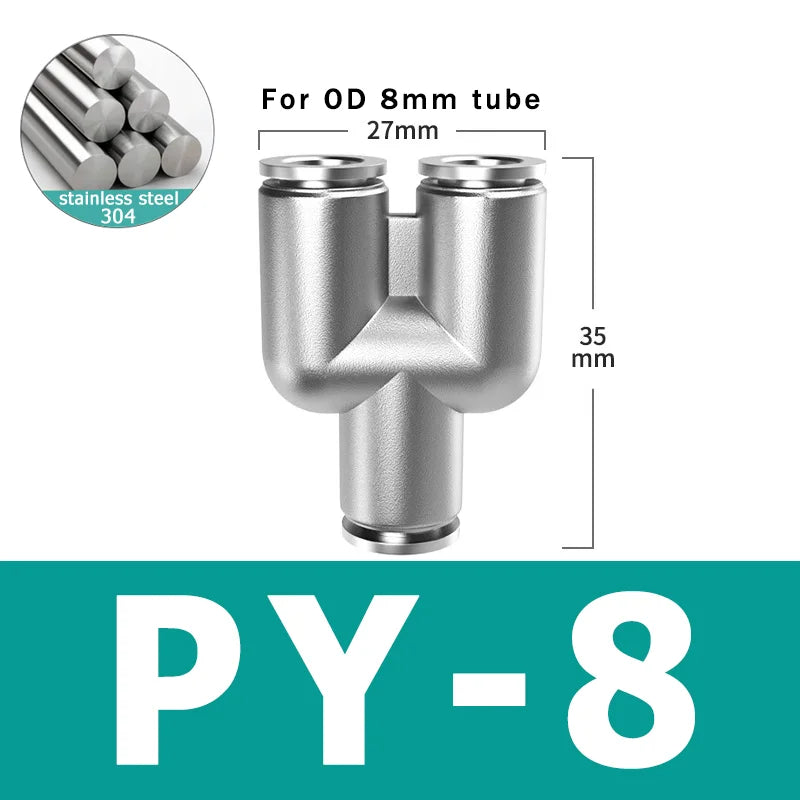 10pcs PU PV PE PY 304 Stainless Steel Metal Pneumatic Quick Coupling 4 6 8 10 12 High Pressure Air Pipe Fitting Quick Coupling