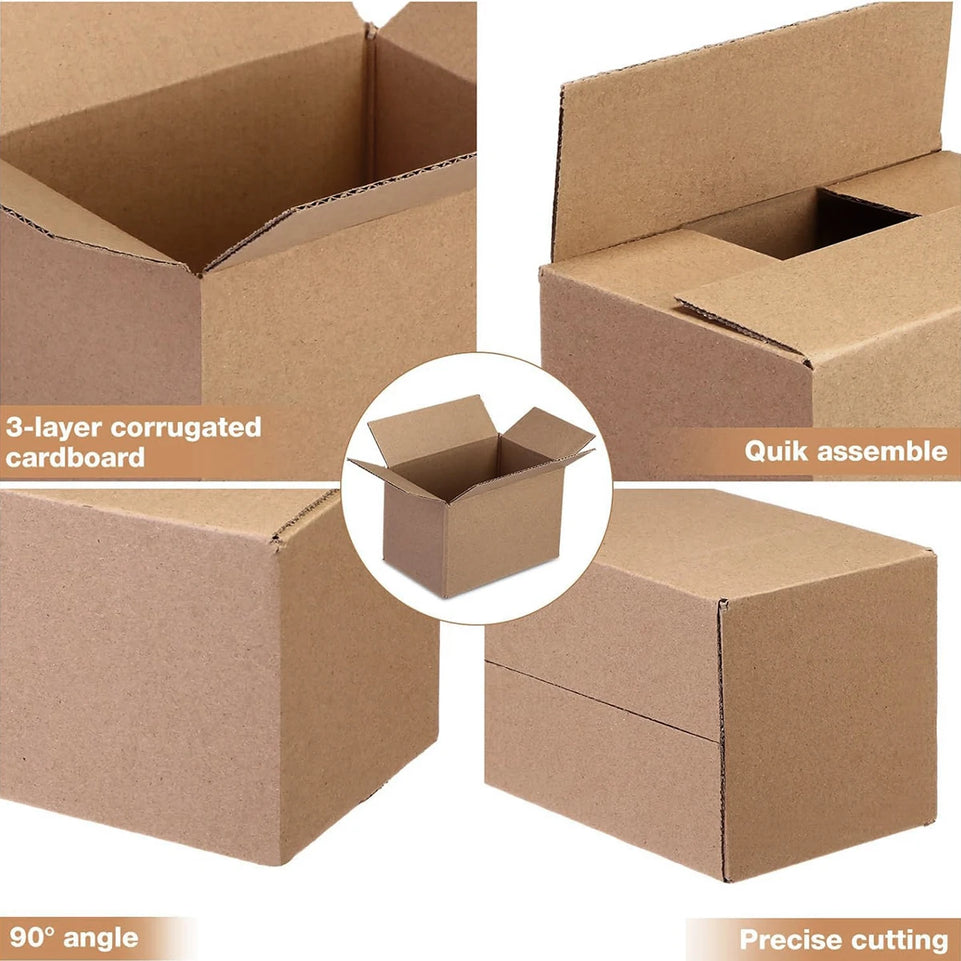 High Quality Brown Corrugated Cardboard Mailer Box With Lids, Mailing Shipping Boxes, 9.1x5.1x6.3in, Single Wall, 32Lb/sq inch