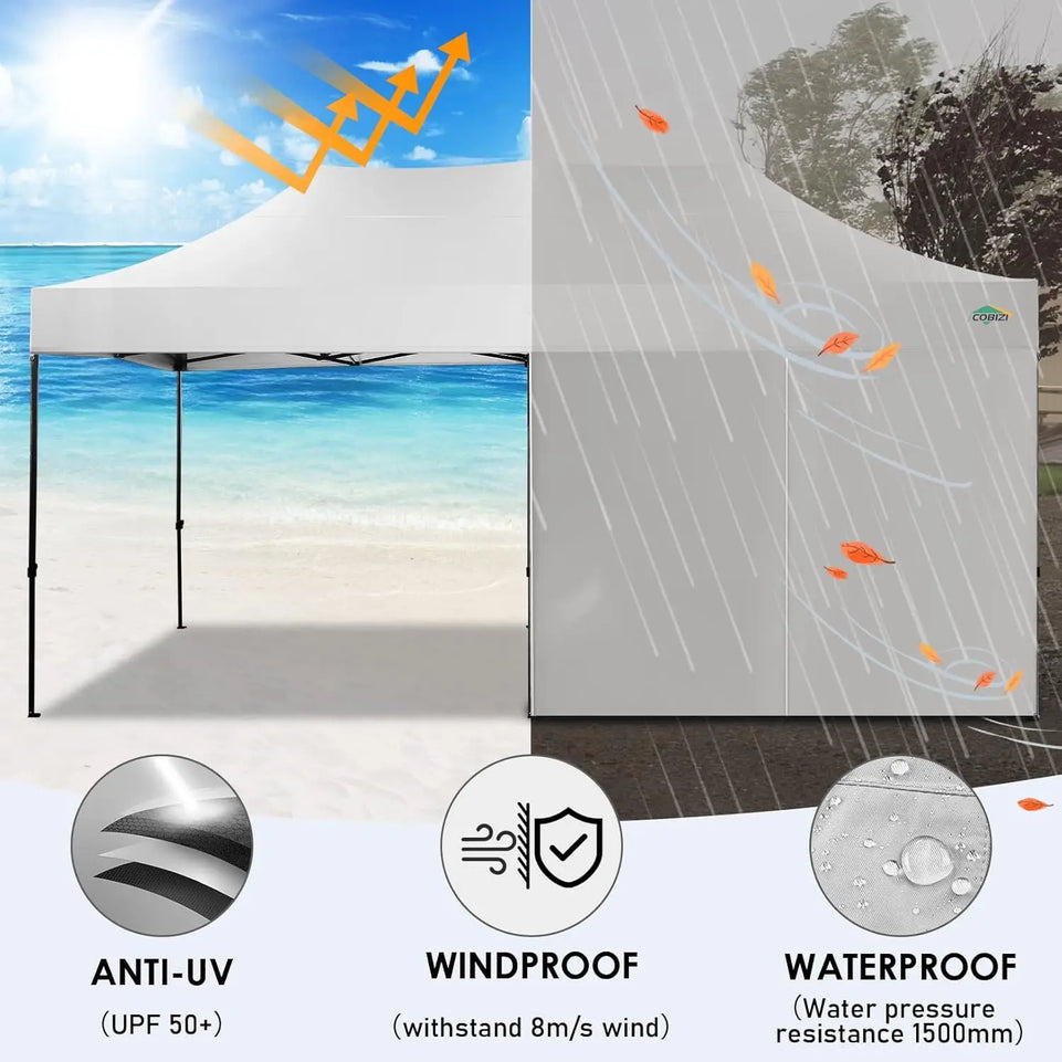 10x20 Heavy Duty Pop Up Canopy Tent with 6 Sidewalls, Waterproof & Windproof for Outdoor Events