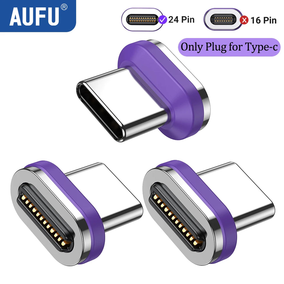 AUFU 240W Magnetic Adapter 24Pin USB4.0 Thunderbolt3 USB C To Type C Fast Charge Magnet USB C Converter Cable 8K USB OTG Adapter