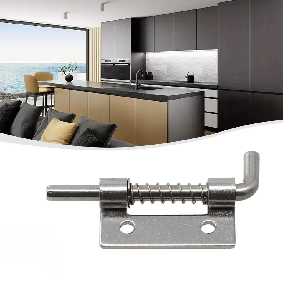 2PCS Spring Loaded Latch Pin 304 Stainless Steel Silver Window Cabinet Hinges Security Door Bolt Latch For Household Hardware