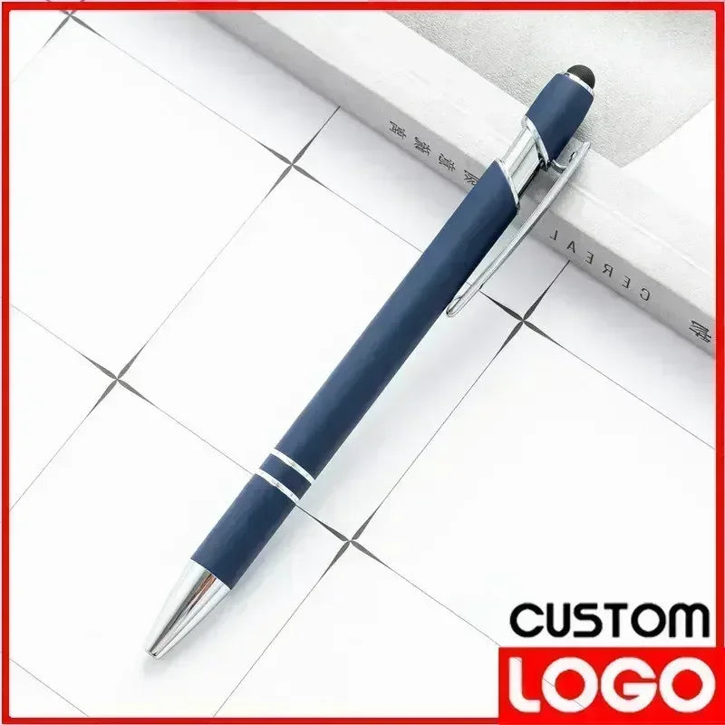 20-200 Pcs Customized Logo Ballpoint Pen Personalized Stylus Touch Engrave Text Metal Pen Stationery Office School Supplies