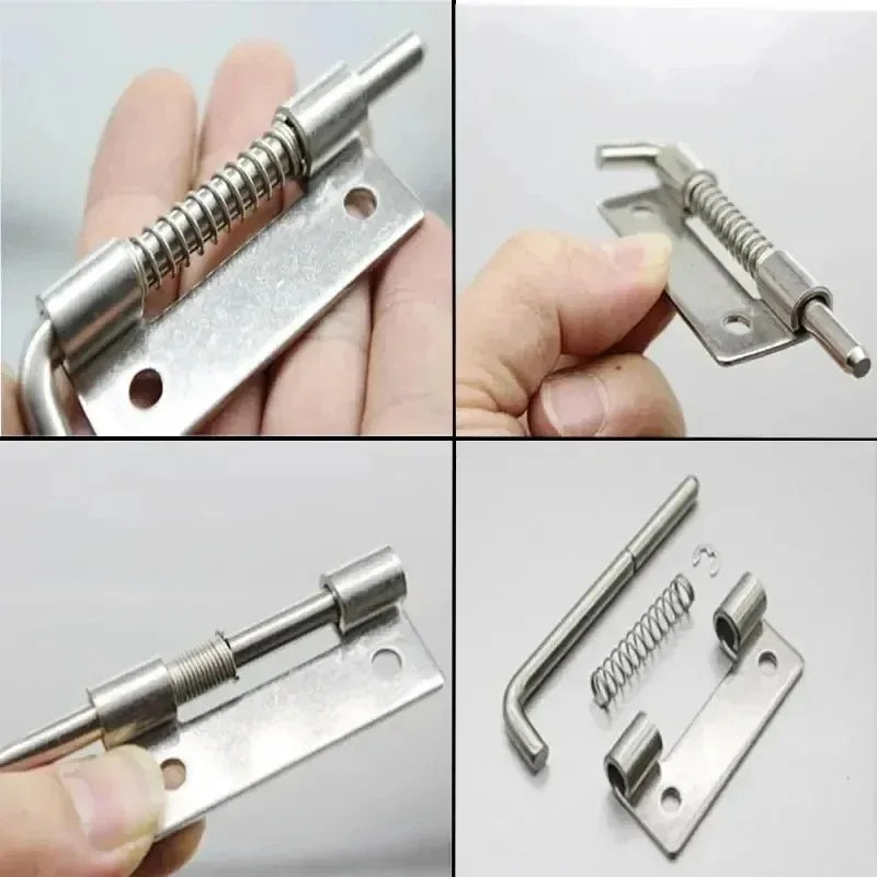 2PCS Spring Loaded Latch Pin 304 Stainless Steel Silver Window Cabinet Hinges Security Door Bolt Latch For Household Hardware