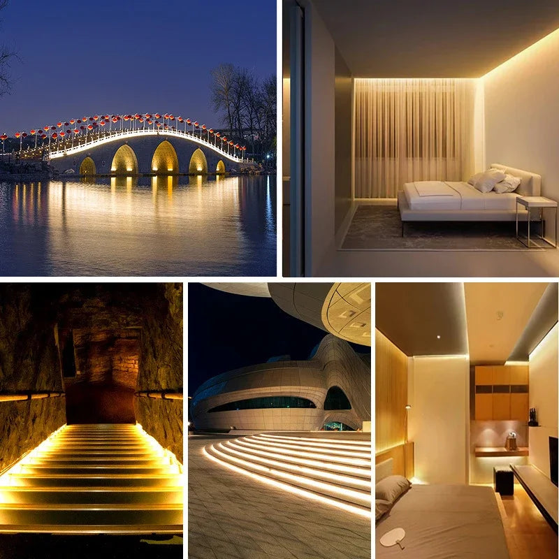 Waterproof Outdoor COB LED Strip Light 220V 110V EU US 288LEDs/M High Bright For Home Garden Billboard Swimming Pool Villa Decor