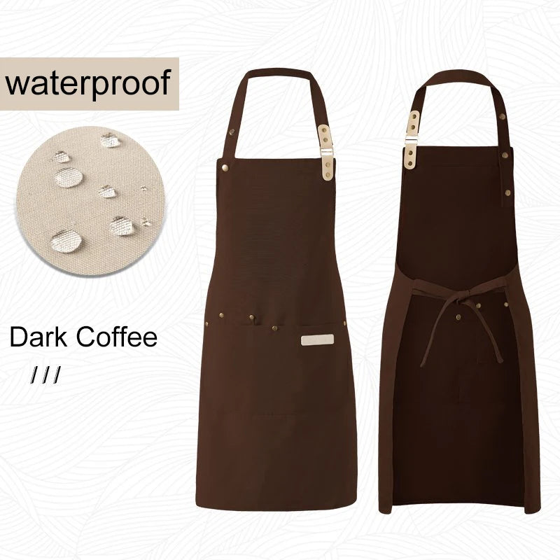 1 Piece Chef Apron Unisex Waterproof Canvas Durable for Restaurant Hotel Baking Beauty Salon Nail Art Kitchen Cooking